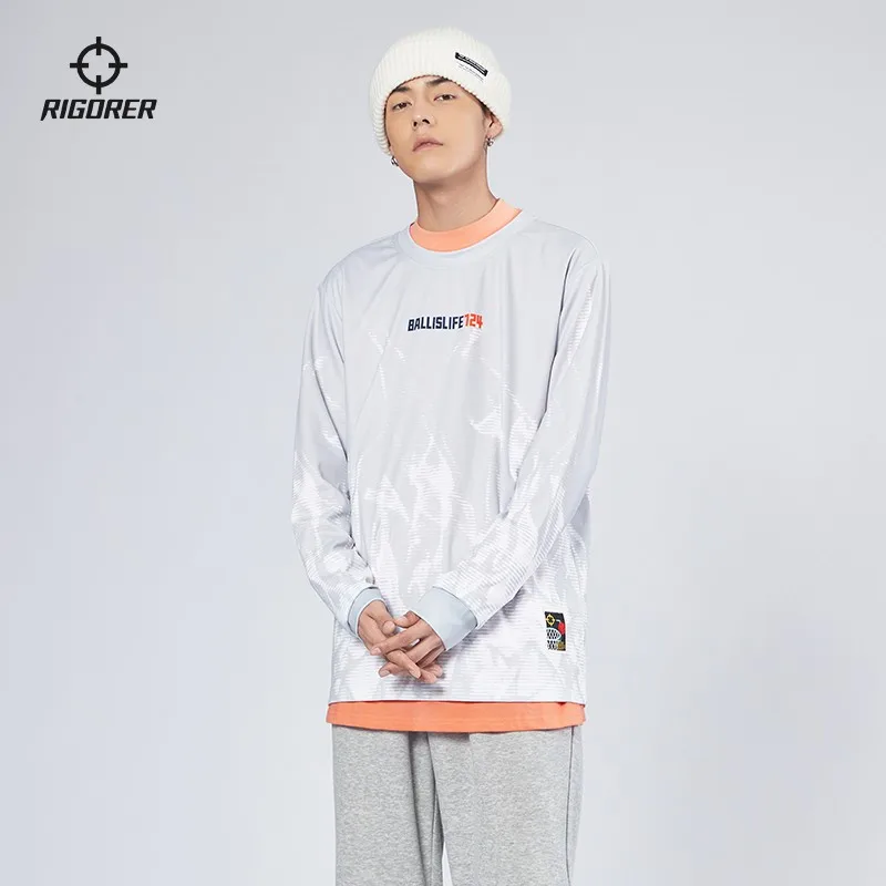 Rigorer Personal Image Round Men's Long Sleeve Round Neck Winter Quick-drying Sweat T-shirt Basketball Clothes