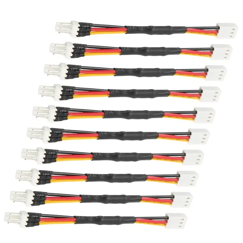 A01E-10PCS 3PIN PC 팬 속도 감소 소음 연장 저항 케이블 와이어 PC 팬용 3핀 남성-여성 커넥터