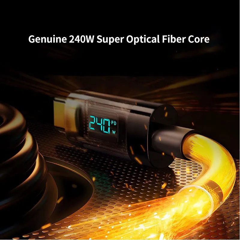 High-Speed 240W USB-C to USB-C Charging Cable with Digital Power Display