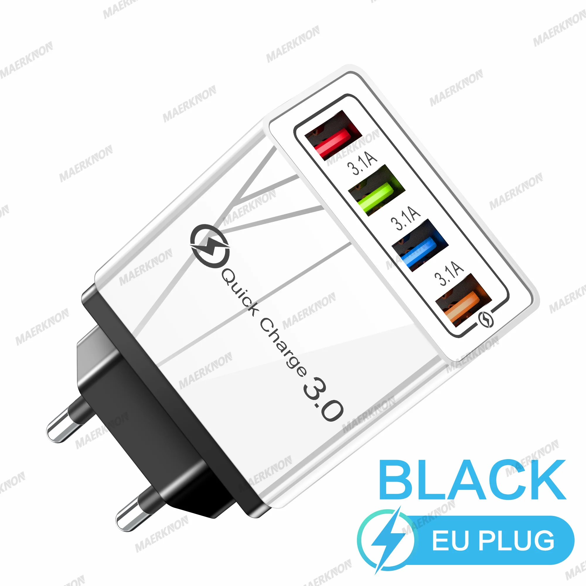 ตัวเลือกสินค้า อะแดปเตอร์ชาร์จ USB 4 พอร์ต ชาร์จเร็ว รองรับ Quick Charge 3.0