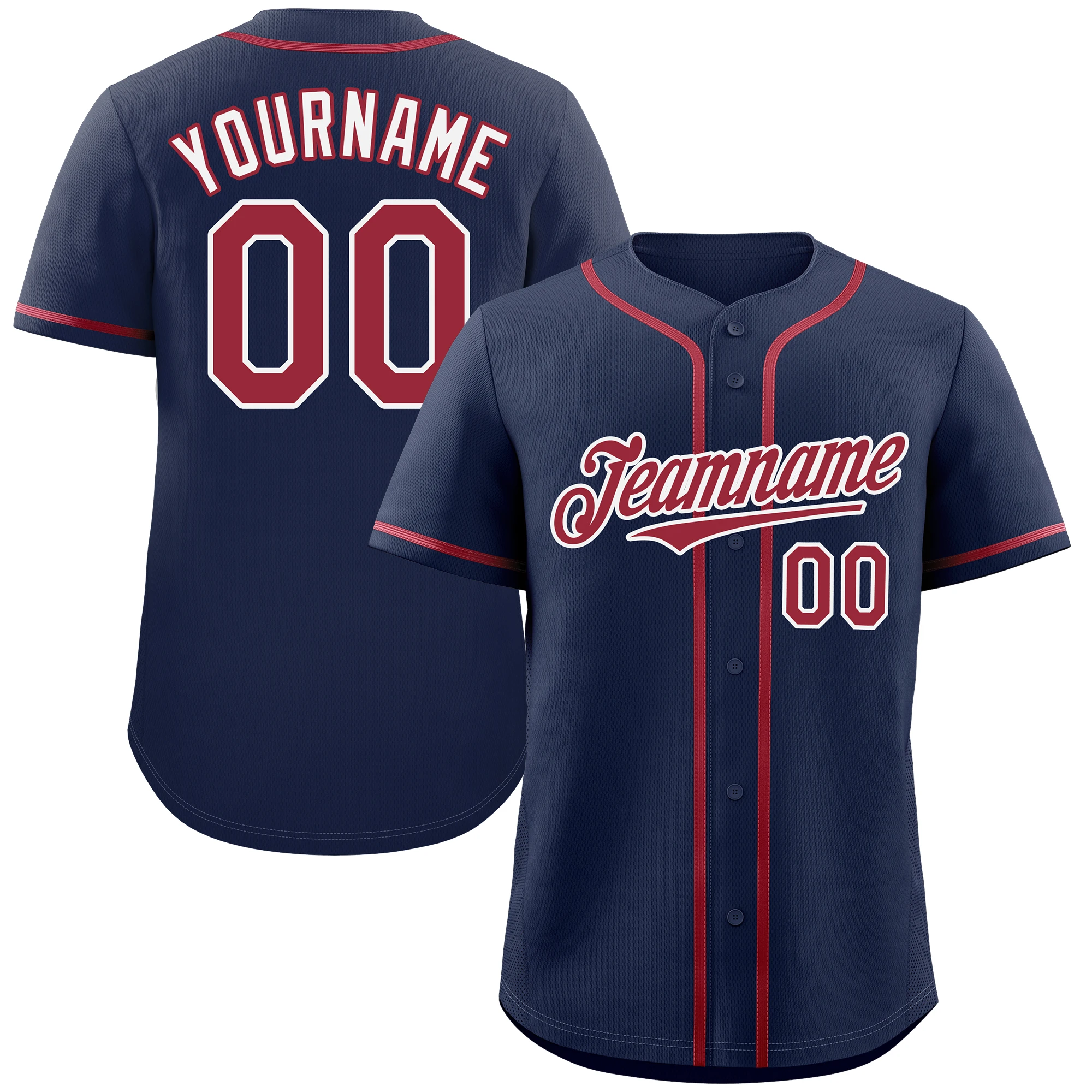 Personalzied Unisex Classic Style Baseball Jersey Printed Team Name Number Lightweight Training Short Sleeve Shirt baseball jersey