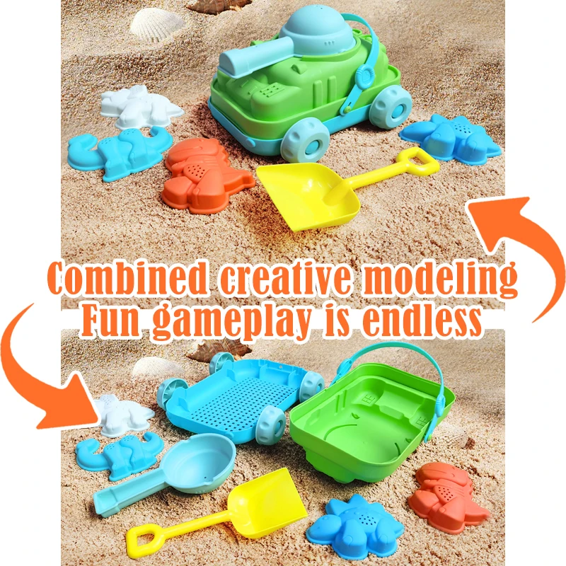 Children's beach toys, playing with sand, digging an hourglass, playing with water, shovels, buckets, and kettles, ages 1-6 5