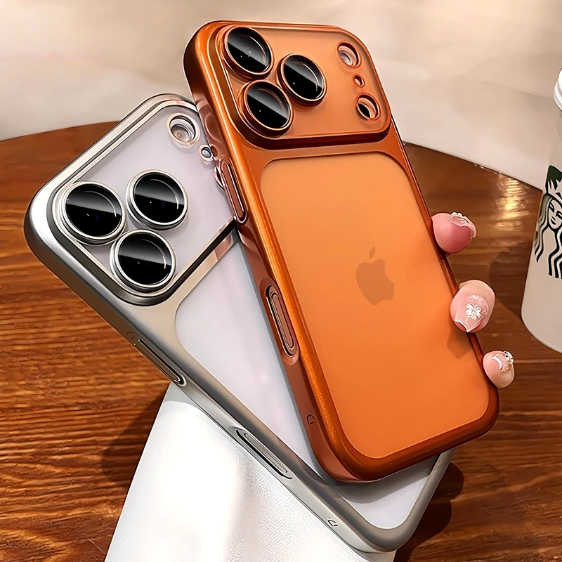 Luxury Matte Electroplate Transparent Phone Case with Hard Bumper Cover