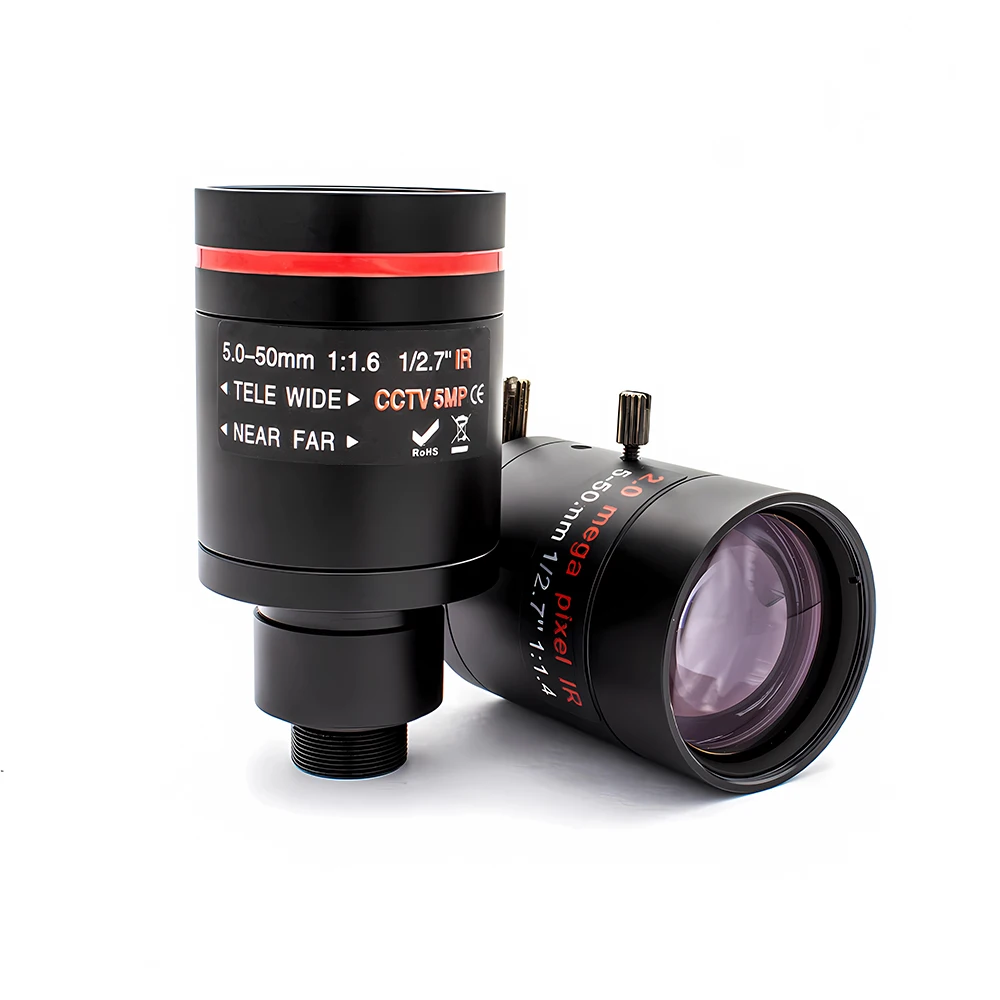 10X Zoom 2/5MP Varifocal Lens 5-50mm M12 Mount F1.6 1/2.7 Inch Manual Focus For