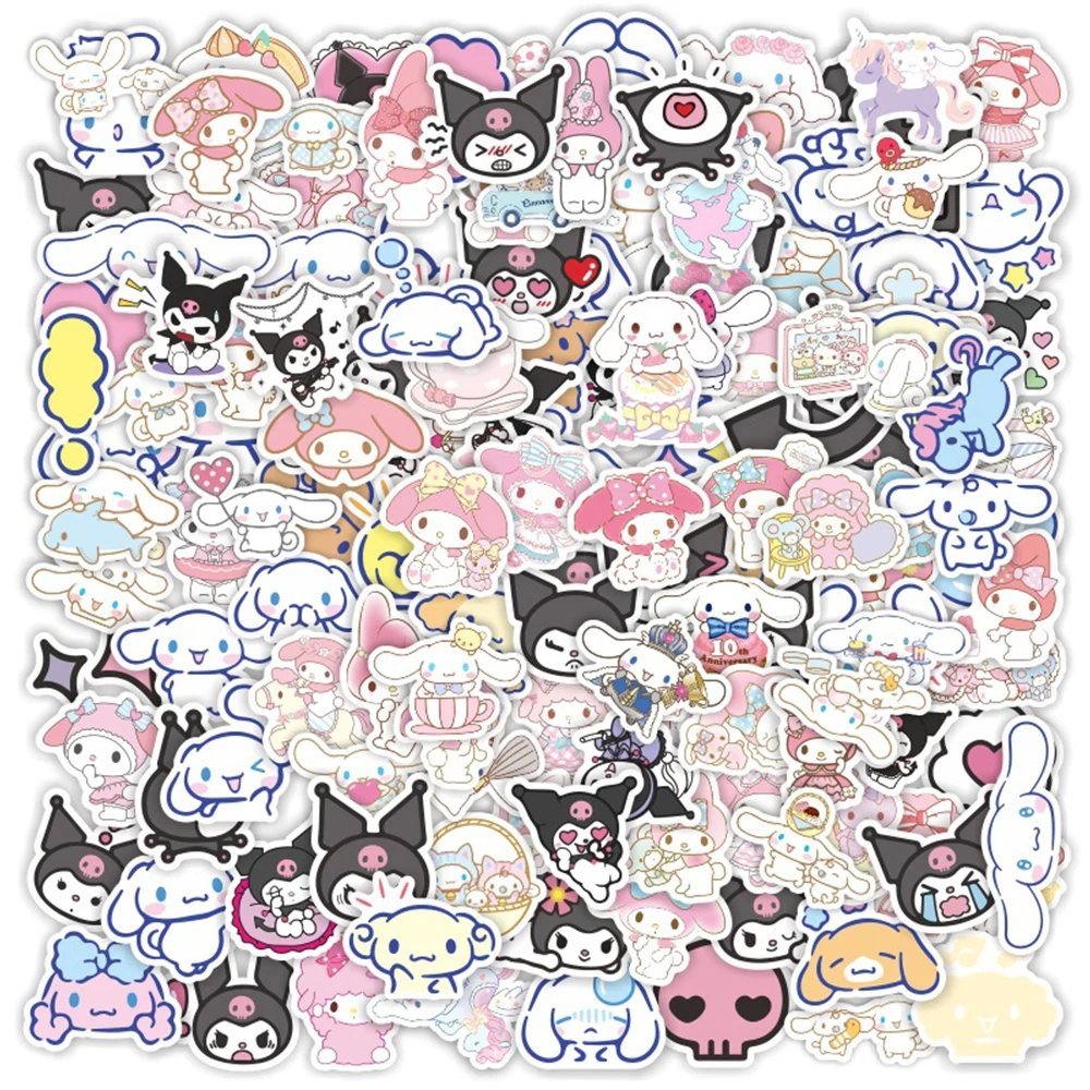 10/30/50/100/150pcs Kawaii Sanrio Cartoon Stickers Aesthetic Kuromi My Melody Anime Decals Cute Decoration Sticker Kids Toys