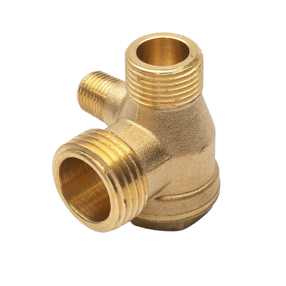 

Replacement Check Valve Part Spare Air Compressor 3-Port Threaded Connector Tool 10*16*20mm Corrosion resistance Gold Useful