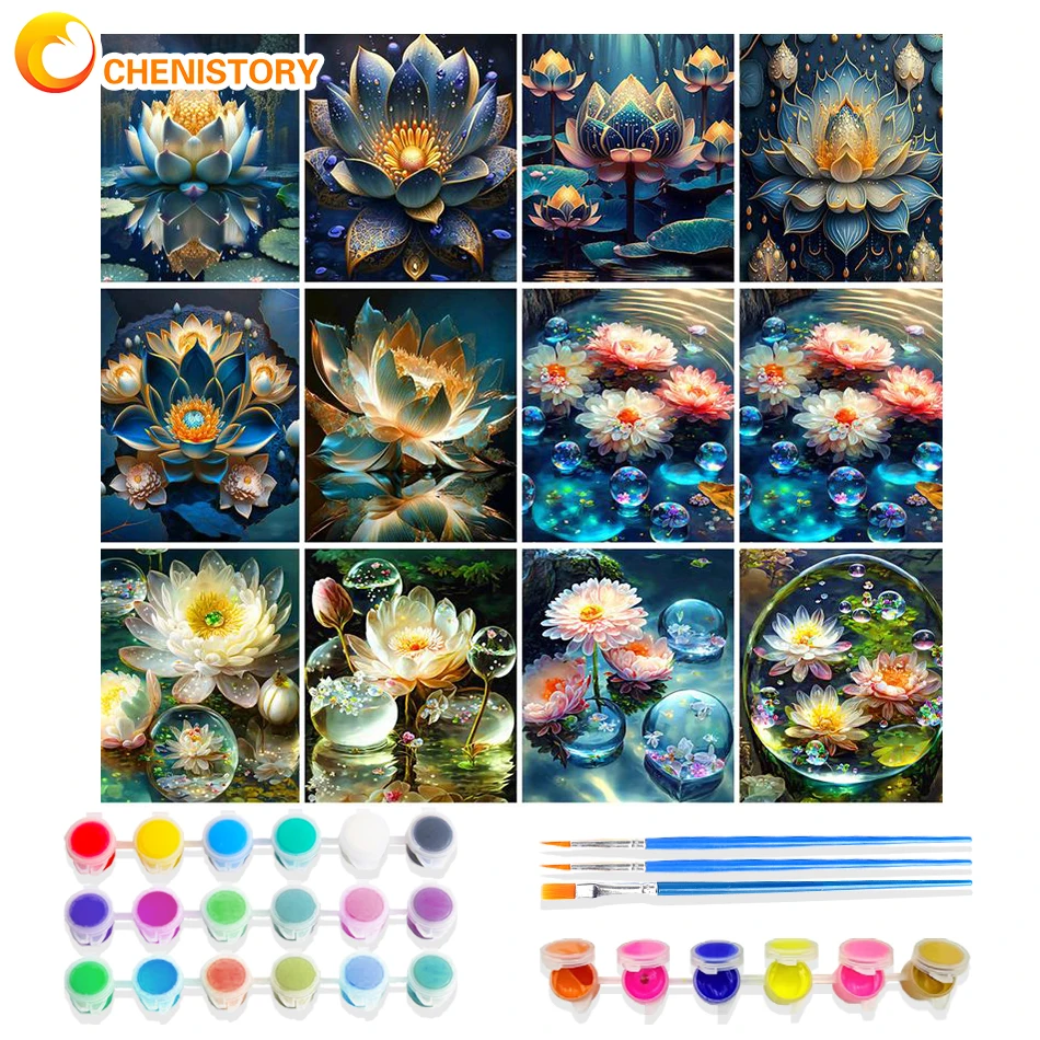 

CHENISTORY Painting By Number Unpack Kits HandPainted Landscape Flower On Canvas Digital Painting Picture By Number DIY Gift
