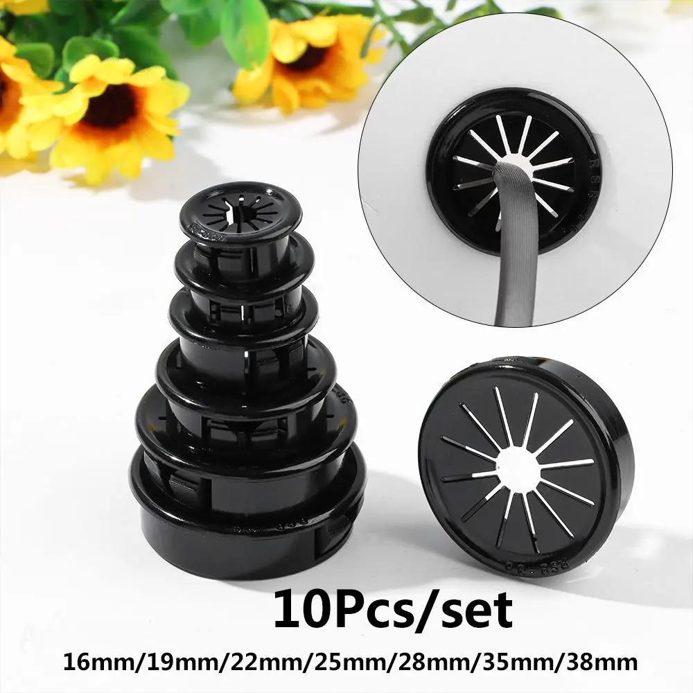 Bearachild Práctica Cubierta De Orificio Para Cable Para Escritorio De Ordenador Decoracion Extraible Y Elegante Practica 5 Piezas Cartulina Negro 60mm