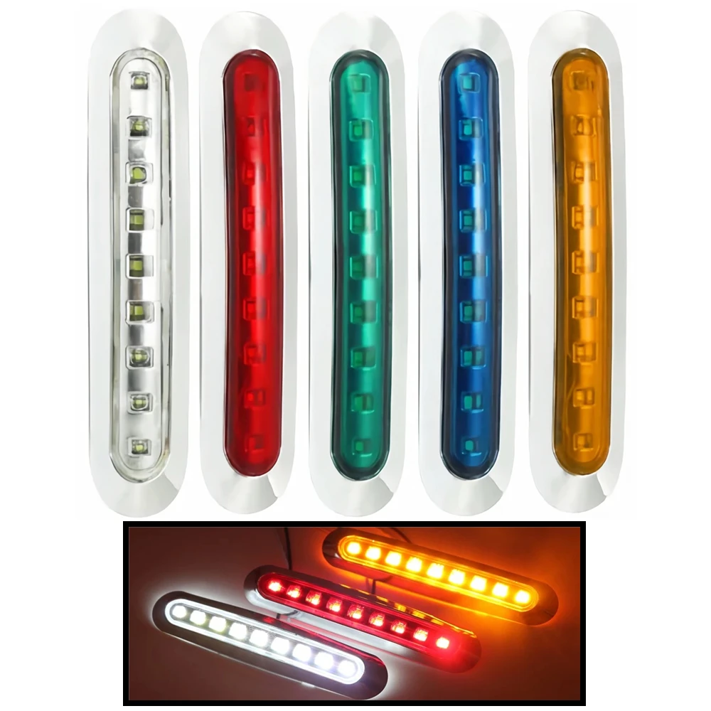 4PcsChromeBezelTruckSideMarkerLights12V24VLEDTrailer