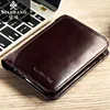 ManBang Luxury Men Wallet Genuine Cow Leather Male RFID Trifold Short Purse For Men with ID Window and Credit Card Holder 2