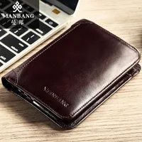 ManBang Luxury Men Wallet Genuine Cow Leather Male RFID Trifold Short Purse For Men with ID Window and Credit Card Holder 2