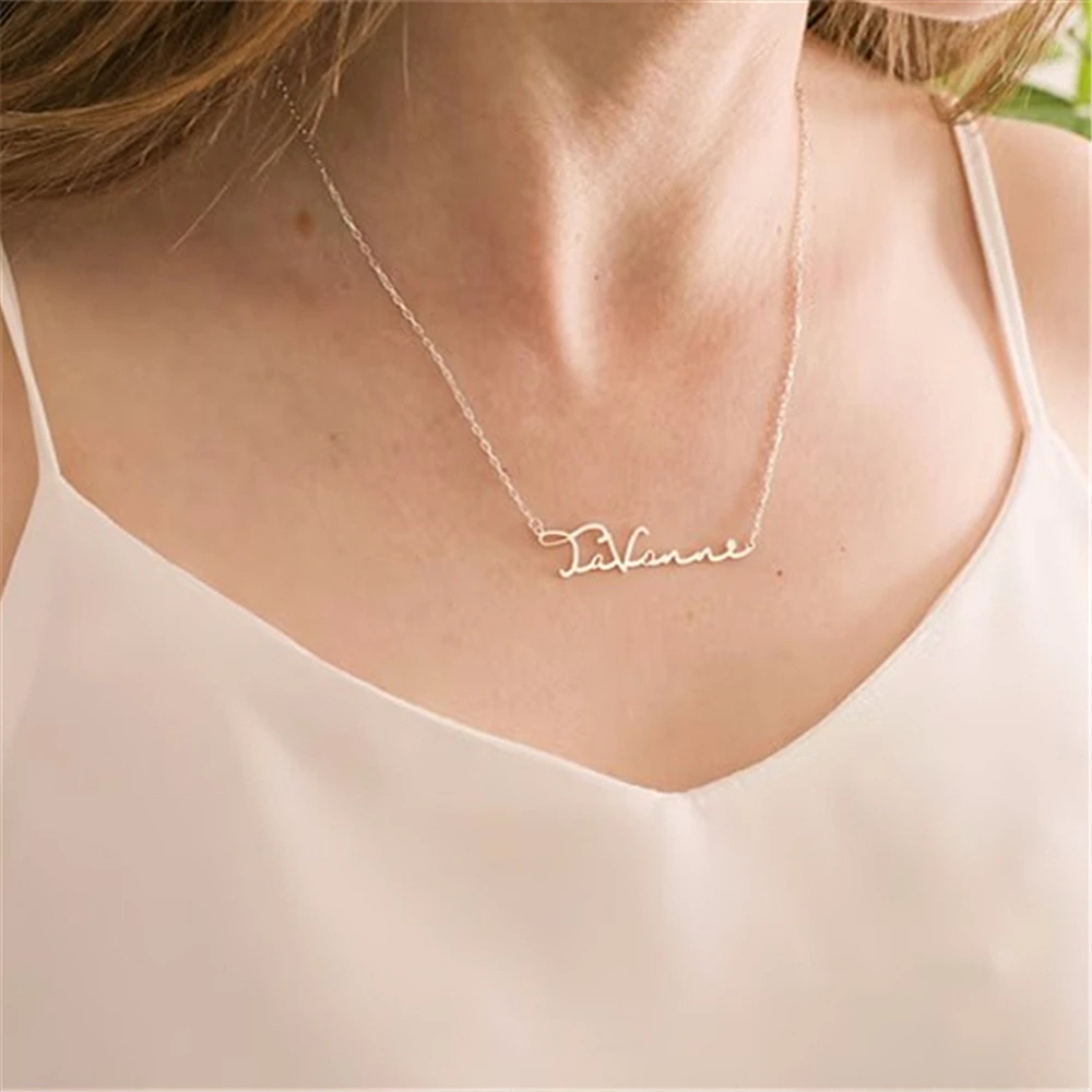 Custom Name Necklace Personalized Golden Choker Stainless Steel Necklaces For Women Man Customized Jewelry Couple Gift