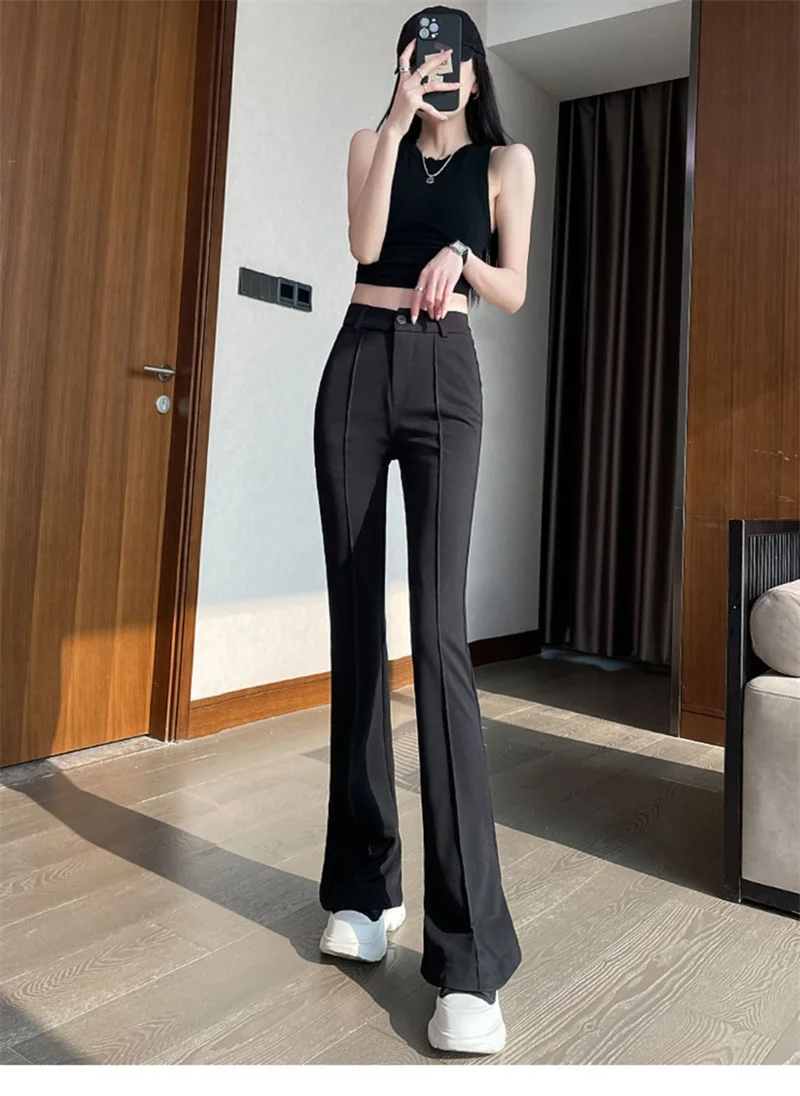 Black Dropping Flare Pants for Women's Autumn Winter 2023 New Slim Fit High Waist Slim Suit Slim Slim Slim Slim Floor Slam Pants