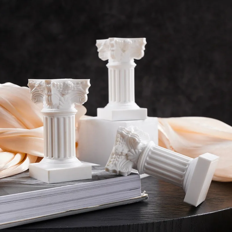 

Nordic Style Roman Pillar Candlestick Mini Resin Column Statue Candle Holder Stand for Home Party Wedding Decor Shooting Props