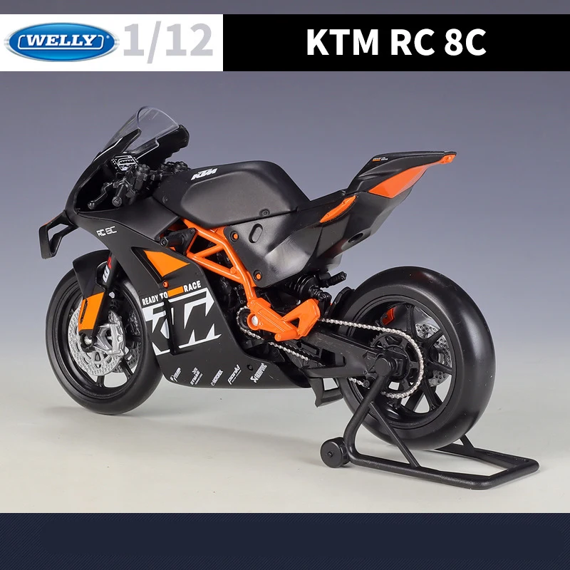 Welly 1:12 KTM RC 8C Alloy Road Racing Motorcycle Model Diecast Metal Street Sports Cross-country Motorcycle Model Children Gift images - 6