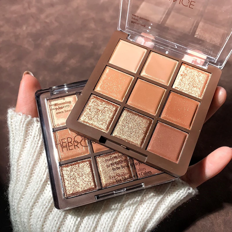 HERORANGE Nine-color Chocolate Eyeshadow Palette, Pearlescent Matte Color Novices Will Not Make Mistakes Easily 4