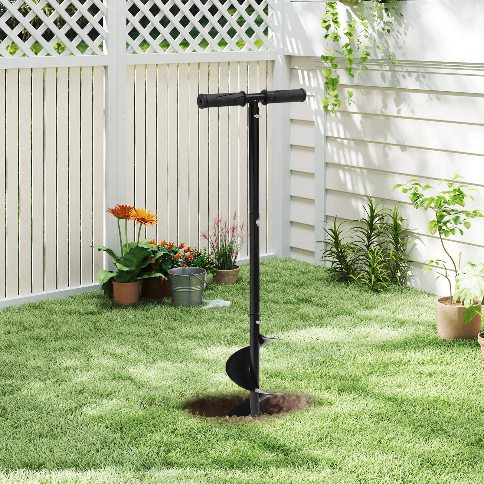 15*85cm Manueller Garten-Erdbohrer mit Handschuhen, Spiral-Lochbohrer für Pflanzarbeiten, Zaunpfosten, Sonnenschirm, Bodenbearbeitungswerkzeug – Detail 3