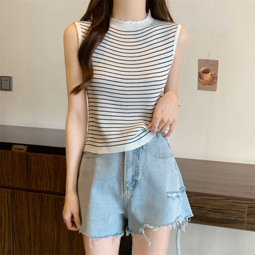 Description Picture 6 of itemSummer Striped Knitted Vest Fashion Sweet Sexy Tank Top Spice Girls Casual Short Top Women
