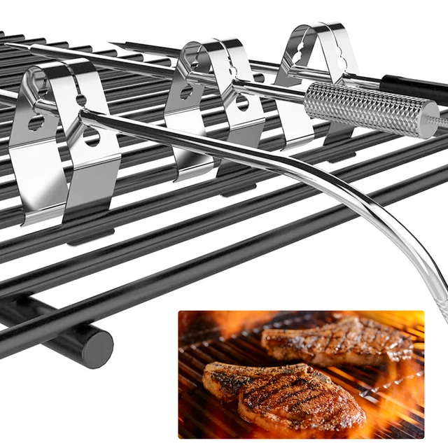 Stainless Steel Grill Clips, Meat Thermometer Probe Clip Holder