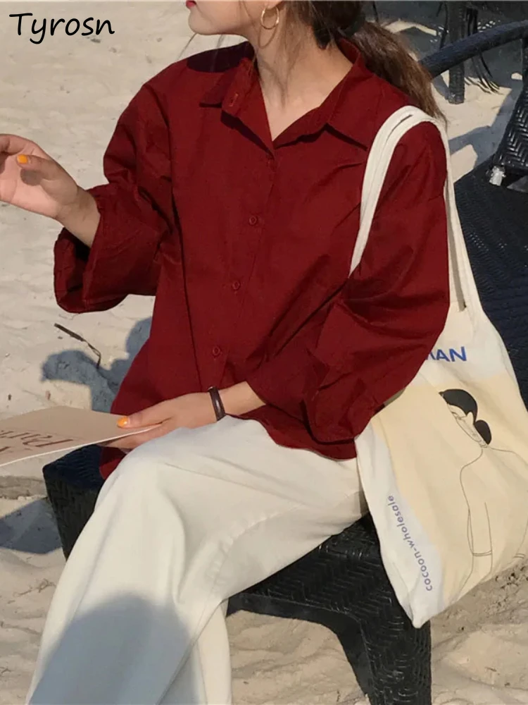 

Slouchy Shirts Women Loose All-match Fashion Korean Commuting Style Long Sleeve Advanced Spring Autumn Simple Casual Clothing