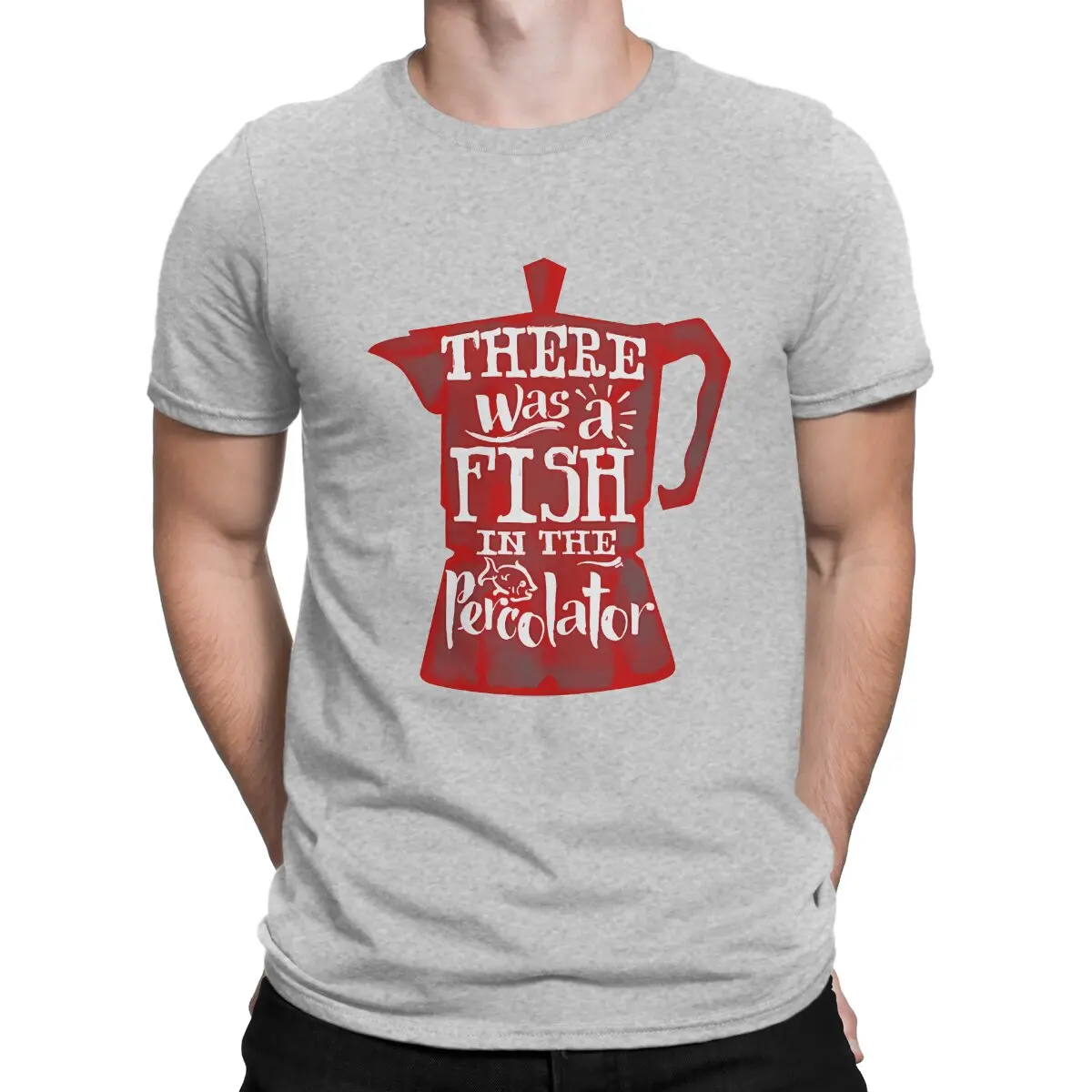 thumbnail image 1 of Camiseta con estampado vintage "Había un pez en la cafetera" para hombre, camiseta creativa de Twin Peaks, camiseta de manga corta con cuello redondo., 1 of 7