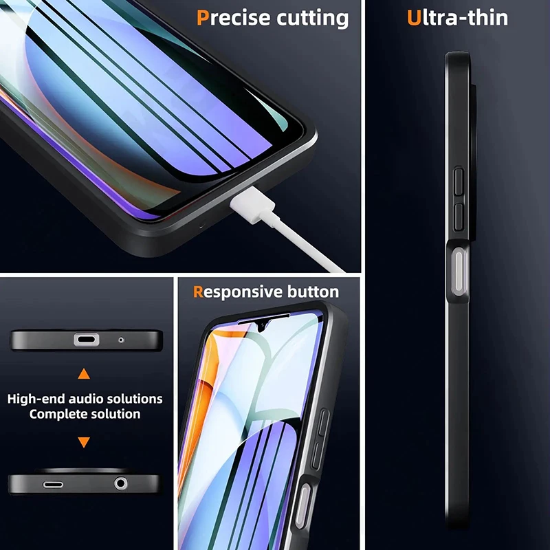 Ultimate 360° Clear Shockproof Phone Cover with Double-Sided Tempered Glass Protection