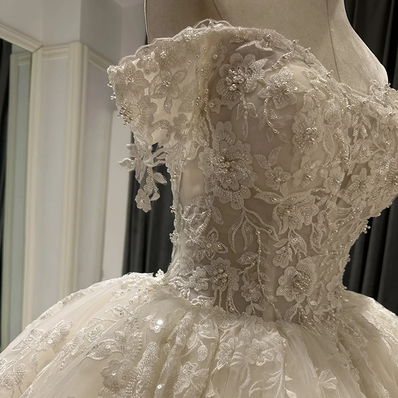 SL-9199 Customized Princess Wedding Dress Plus Size for Women Robe De  Mariee Glitter Lace Crystal Ball Gown Vestido - AliExpress 320