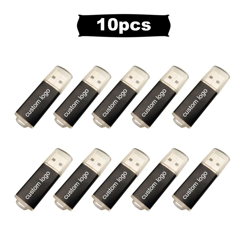 USB 스틱 미니 펜 드라이브 USB 플래시 드라이브 10 개/묶음, 128 Gb, 펜드라이브, 64gb, 32gb, 16gb, 금속 디스크, Cle, USB 무료, 커스텀 로고