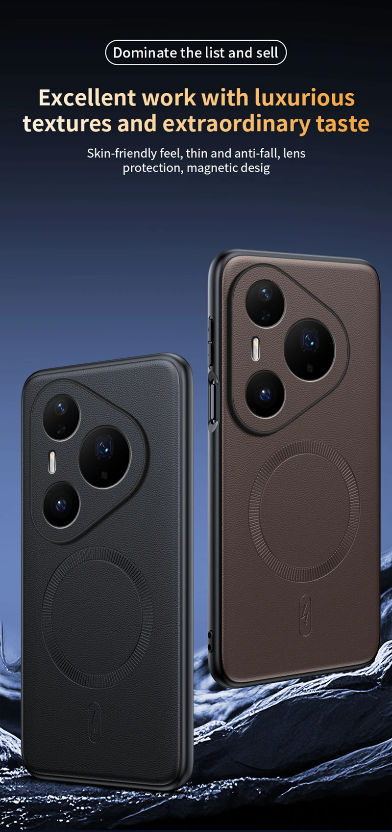 Für Huawei Pura 90 Pro Max Hülle Magnetische Leder-Schutzhülle für Huawei Pura 90 Pro Max Anti-Fingerabdruck Rutschfeste PC+TPU-Hülle – Detail 5