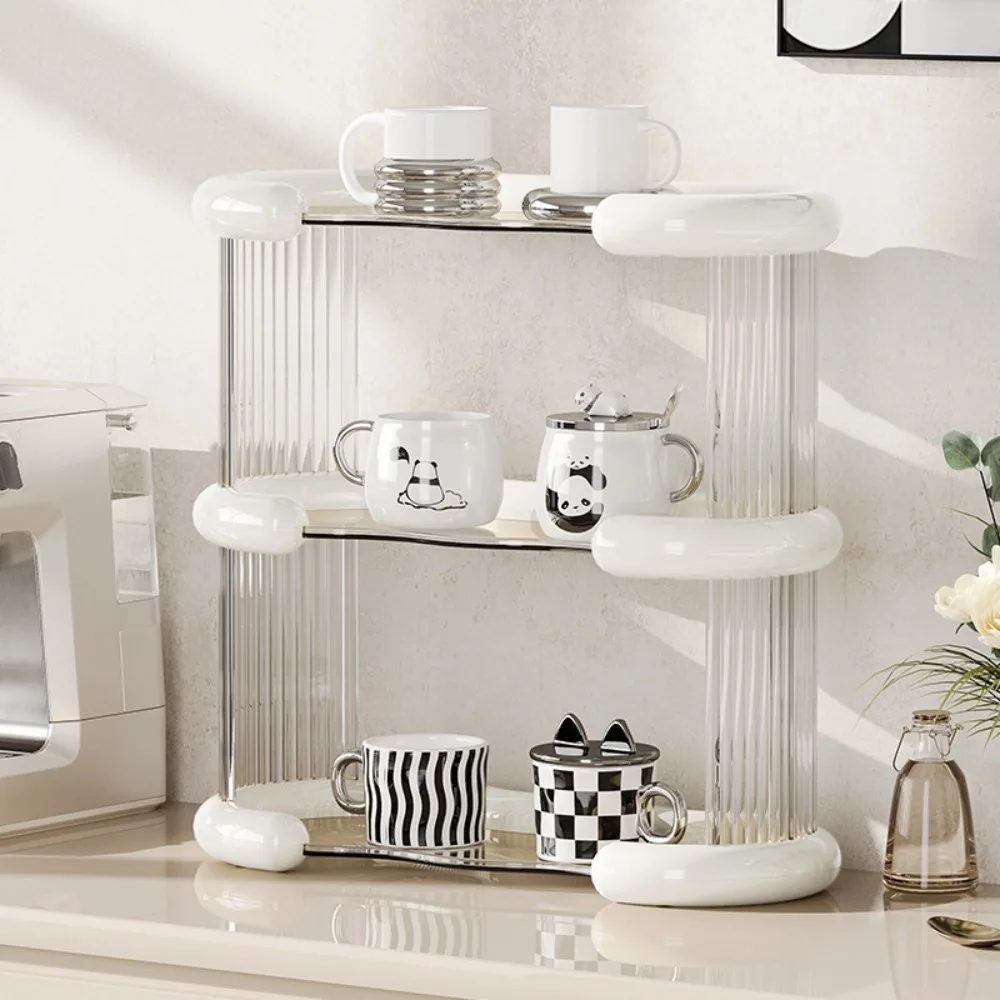 Transparent Makeup Rack 3-Tier Triangle Corner Shelf For Vanity Cosmetic Lipstick Storage Shelf Kitchen Bathroom Storage Rack 2