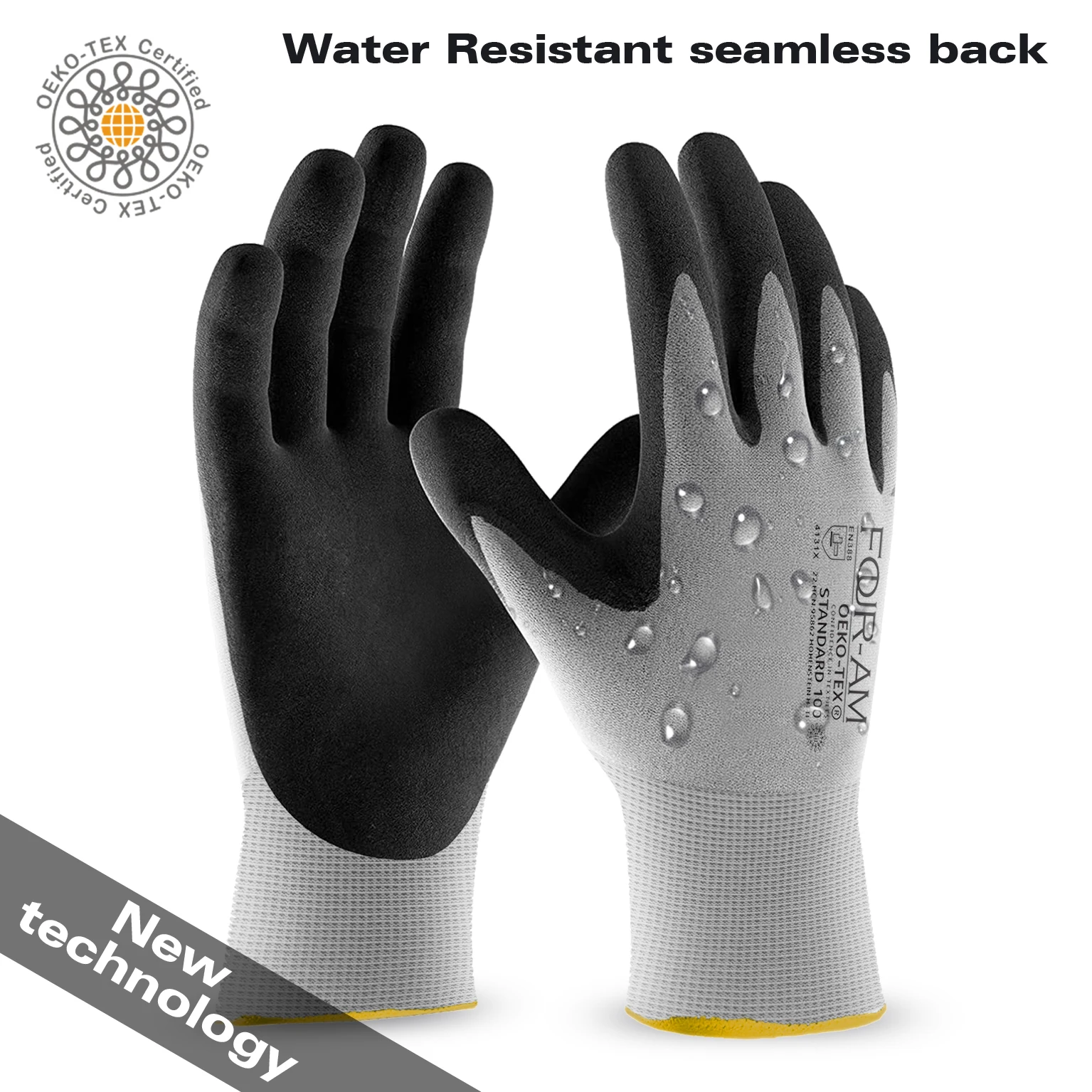 Quick Water Repellent Nylon Work Gloves - Lightweight MicroFoam Nitrile Coating for Home, Garden, and Construction