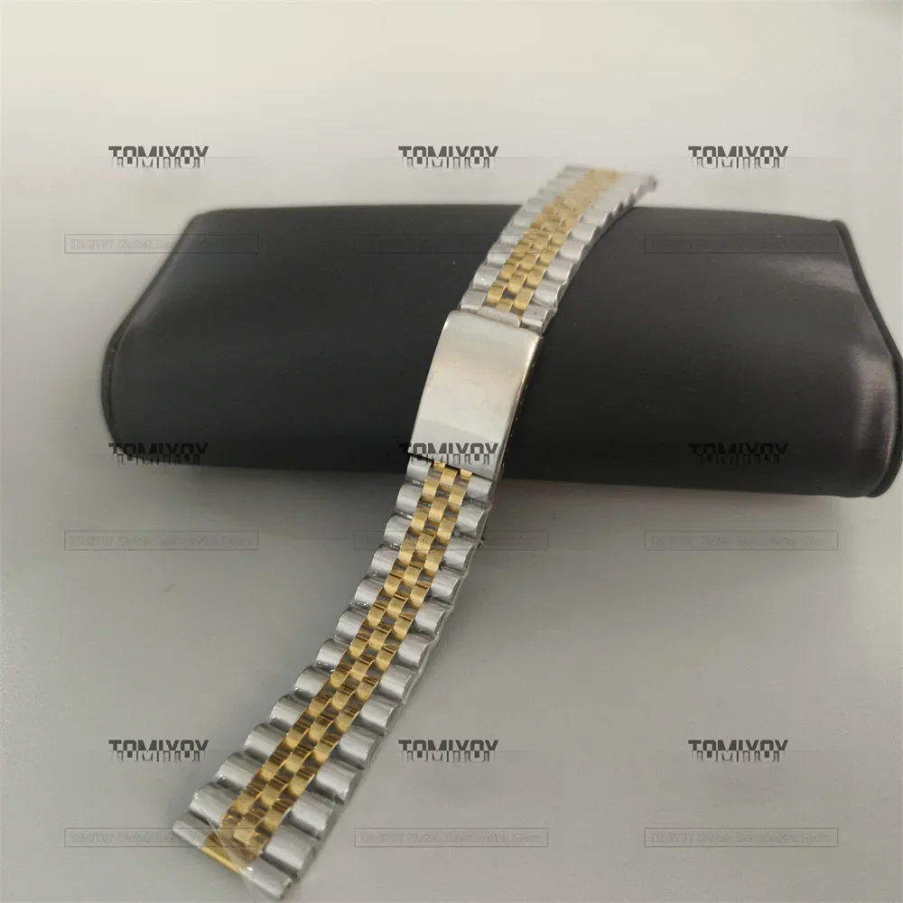18Mm 19Mm 20Mm 2 Toni Oro Jubilee Acciaio Inossidabile Estremità Piatta Cinturino Cinturino Cinturino Adatto Per Orologio Rolex Sekio007 Skx005