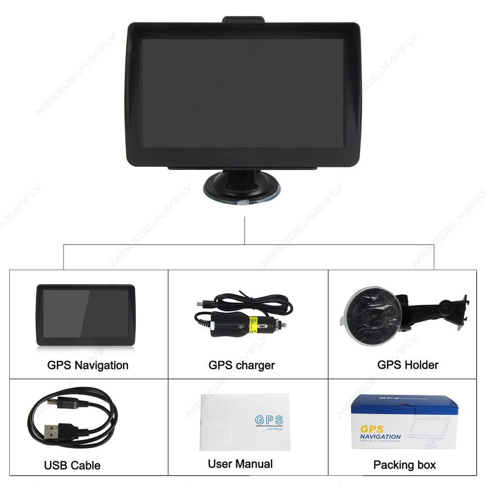 7-inch GPS Navigation Portable Truck Bus Motorhome Lorry Navigation System with AV-IN HD Large Screen for Playing Music Videos