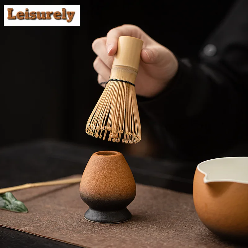 2PCS Japanese Matcha Tea Set Safe Bamboo Whisk Stand Teaspoon Holder Tea Sets Indoor Beverage Shop Tea-making Tools Accessories
