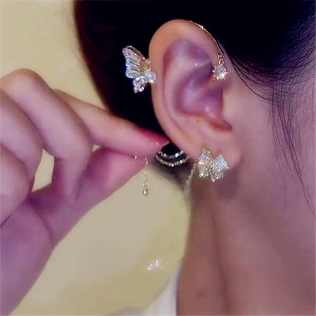 New Design Piercing Butterfly Earrings Clip On Earrings Aesthetic Ear Cuff  Clip Romantic Luxury Designer Jewelry For Women