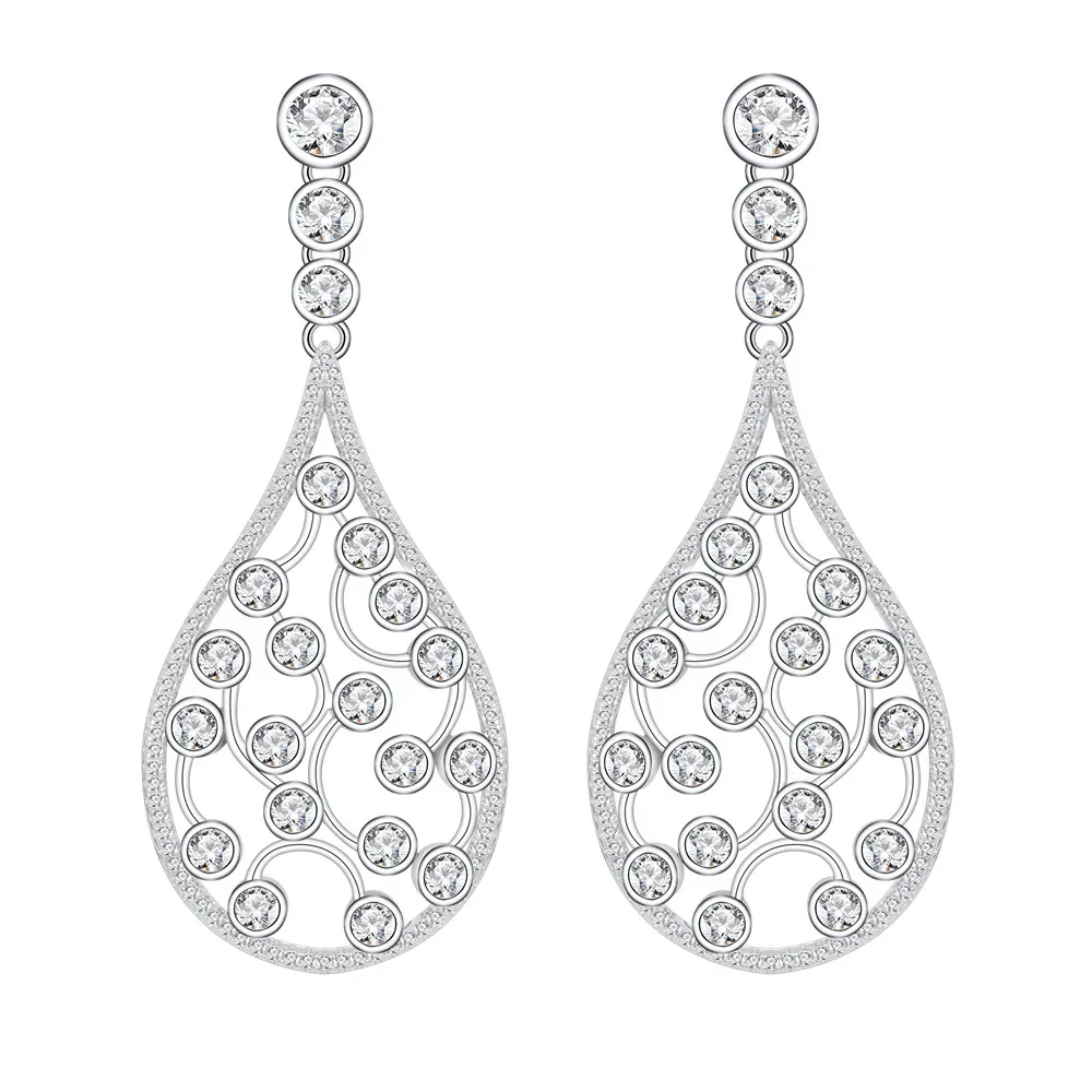 

Fashionable and Luxurious Large Water Droplet Design with Exquisite Patterns Inlaid with Personalized S925 Silver Ear Studs