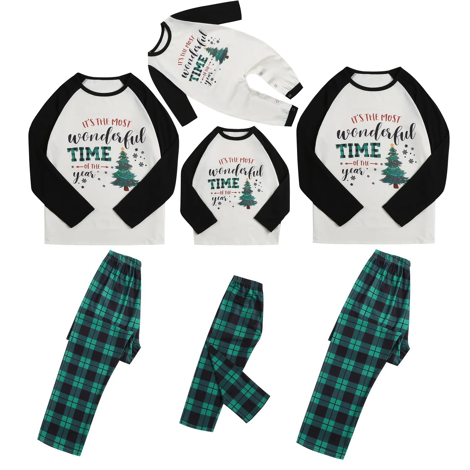 thumbnail image 4 of Conjunto de pijamas a juego para toda la familia de Navidad 2024, pijama con estampado de árbol de Navidad y Papá Noel, conjunto de ropa para adultos y niños, mono para bebé, 4 of 5