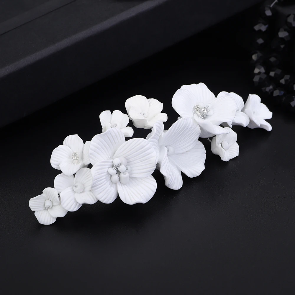 Flower Headpiece Women Bridal Hair Clip Party Headdress Wedding Hair Accessories Crystal Tiaras