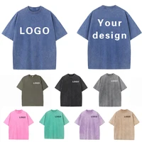 Summer 230g Retro Heavyweight Pure Cotton Round Neck T-shirt Custom Washed Loose Short Sleeved Oversize Men Top 1
