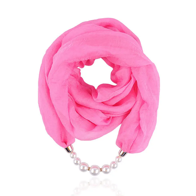 S7127486271df43ceb840740a11363115A Solid color Jewelry Statement Necklace Pendant Scarf Women Neckerchief Foulard Femme Accessories Hijab Mallzona