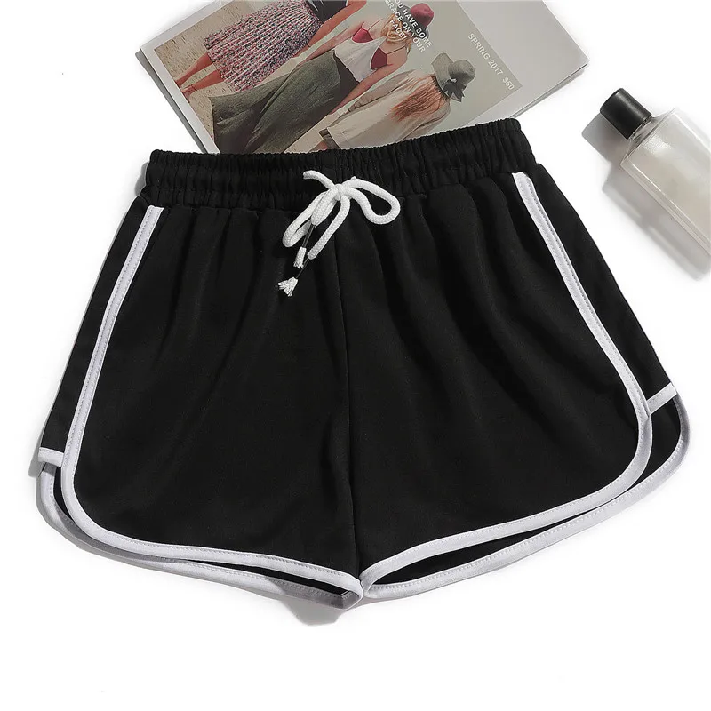 Simple Shorts Women Summer High Elastic Lace Up Drawstring Wide Leg Sweat Short Fitness Running Shorts Loose Casual Sports Pants