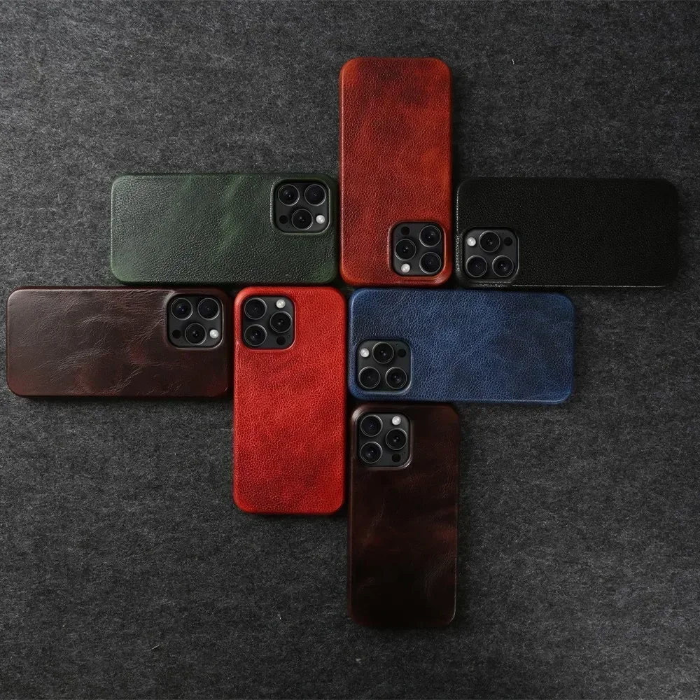 Durable Genuine Leather Shockproof Mobile Phone Cover and Back Protector