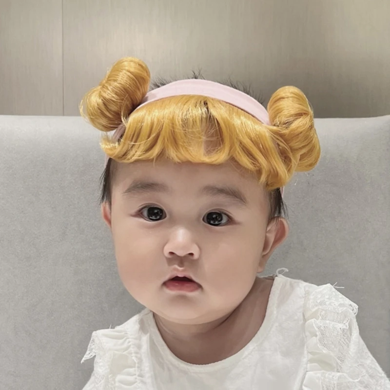 귀엽고 세련된 골드 가발 패셔너블한 가발 여아를 위한 세련된 헤어 액세서리