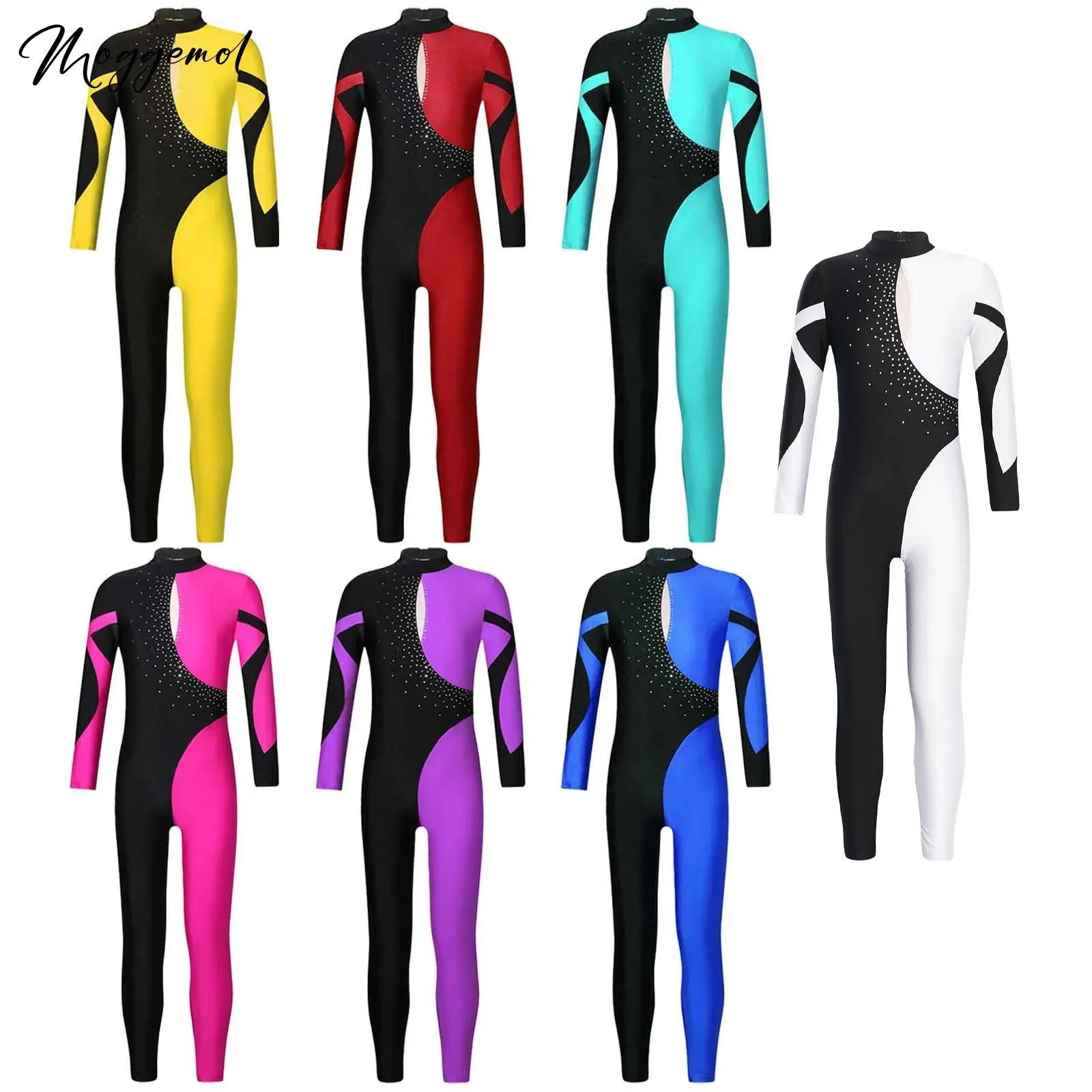 Ballet leotard dance leotard girls dance costumes kids dance tops Kids Girls Gymnastics Jumpsuits Rhinestone Overalls Unitard Dancewear Leotards Bodysuit Skating Ballet Dance Performance Costume