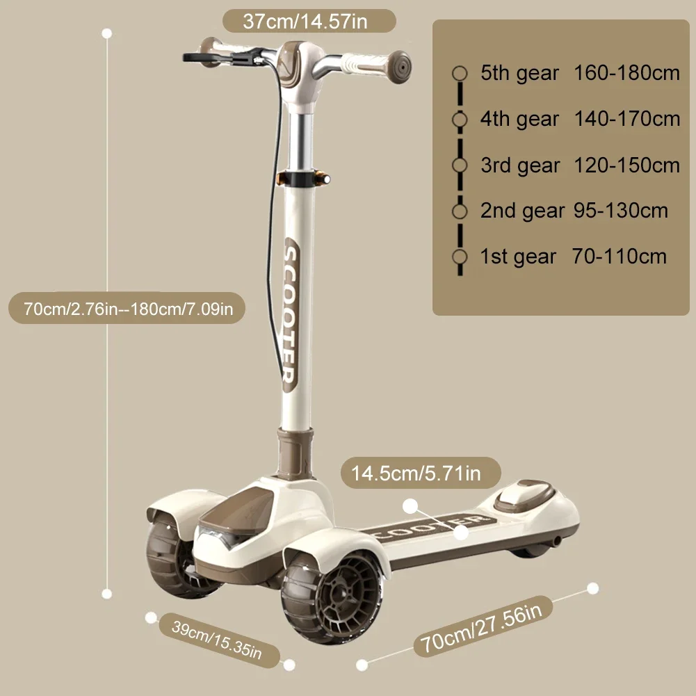 Outdoor Child's Foldable Kickboard Kick Scooter Flash Wheels Adult Kids Electric Scooter 3 Wheel Handbrake for 5-18 Years Old children scooter folding scooter foldable electric scooter