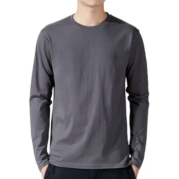 T-shirt da uomo T-shirt a maniche lunghe in cotone Tinta unita Abbigliamento da uomo Manica intera per magliette primaverili e autunnali