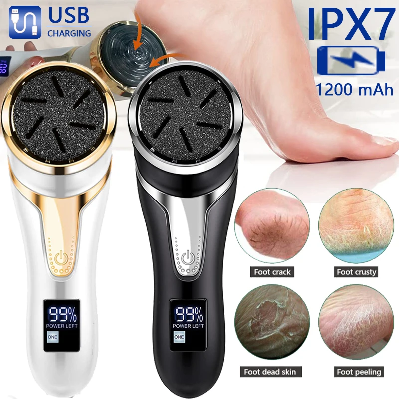 Rechargeable Electric Foot Rasp Pedicure Sander IPX7 Waterproof 3 Speeds to Eliminate Feet Dead Skin and Calluses |