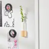 2 Pcs Solid Wood Magnetic Hydroponic Vase Durable Decorative Refrigerator Magnet Vase Shatterproof Wall Hanging Vase Kitchen 4
