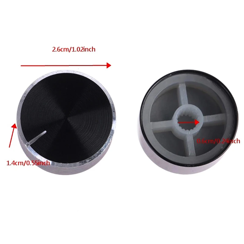 새로운 세일 26x14mm 6mm 샤프트 홀 알루미늄 합금 포텐쇼미터 노브 볼륨 조절 노브 포텐쇼미터 노브