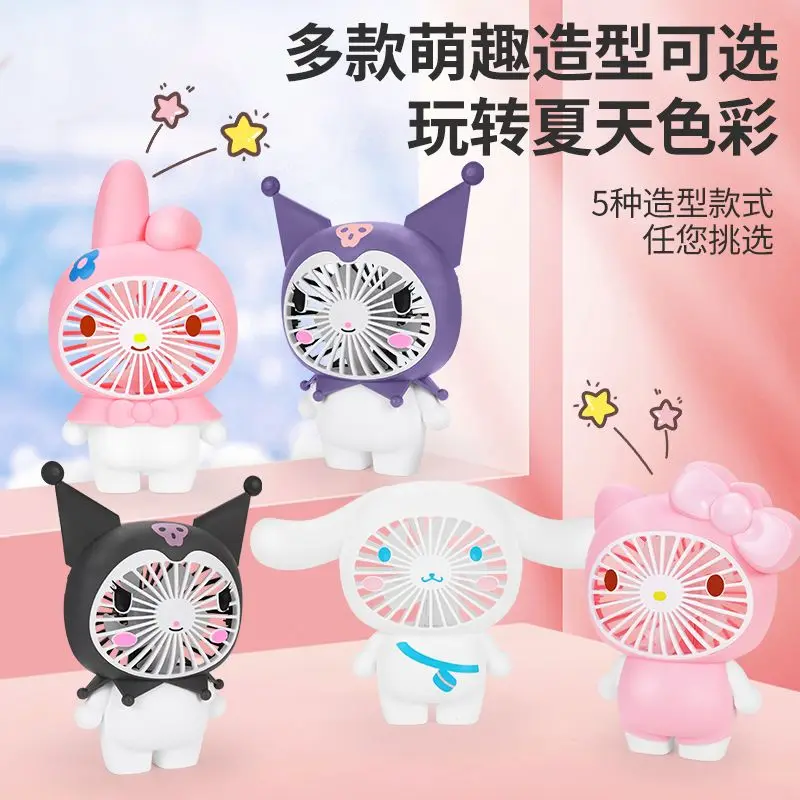 

Hello Kitty Cinnamoroll Anime Kawaii Sanrio Handheld Usb Rechargeable Electric Fan Cute Kuromi Portable Mini Fan Toys Gifts